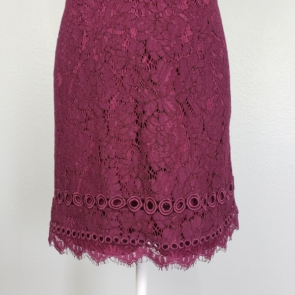 SAYLOR X FREE PEOPLE Cherie Bodycon Lace Mini Open Back Dress Burgundy XS - Picture 4 of 11